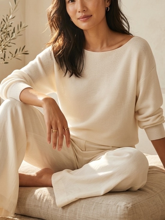 Uniqlo Tops - Uniqlo 3D Knit Boatneck Top in Off White